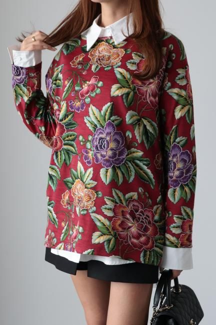 vintage】KENZO / boat neck floral tops - Madder vintage