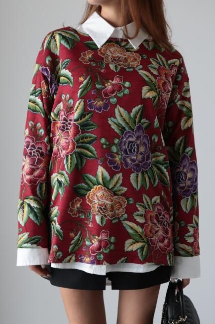 vintage】KENZO / boat neck floral tops - Madder vintage