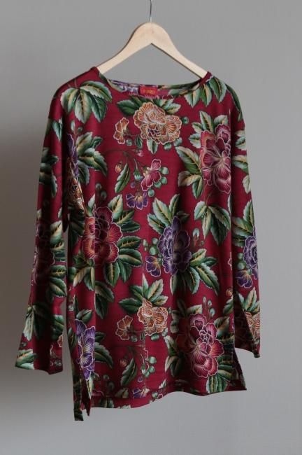 vintage】KENZO / boat neck floral tops - Madder vintage vintage】KENZO / boat neck floral tops - Madder vintage