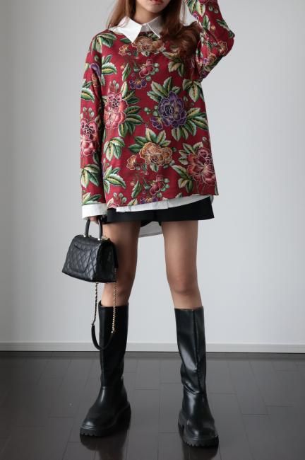 KENZO ケンゾー ヴィンテージ 花柄 ジャガードニット カットソー エルカ期 KENZO ケンゾー ヴィンテージ 花柄 ジャガードニット カットソー