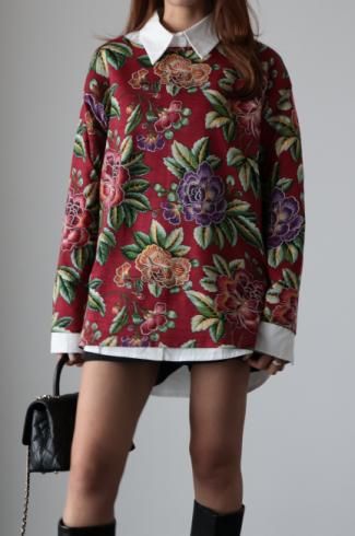 KENZO ケンゾー ヴィンテージ 花柄 ジャガードニット カットソー エルカ期 KENZO ケンゾー ヴィンテージ 花柄 ジャガードニット カットソー