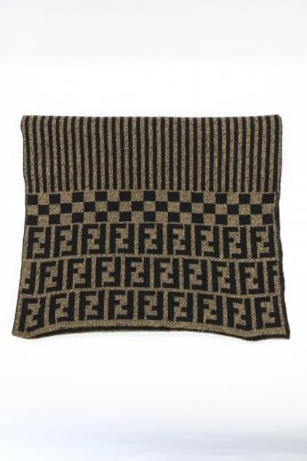 vintageFENDI / zucca & stripe wool muffler