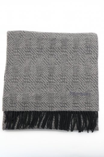 vintageYves Saint Laurent / logo embroidery glen check wool muffler
