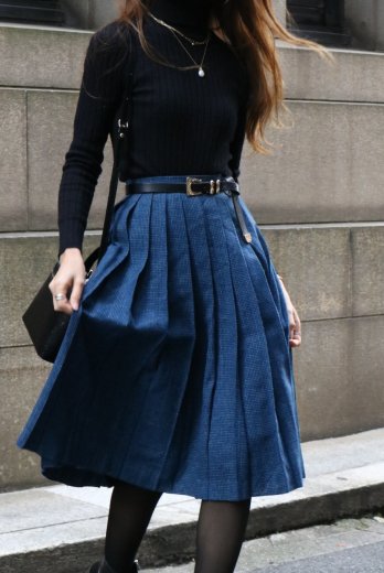 vintageChristian Dior / graph check pattern pleats skirt