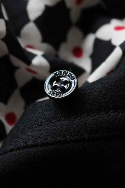 vintage】KENZO / floral ribbon 2way docking wool chester
