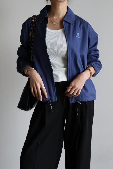 vintage】Burberrys / logo embroidery zip up blouson - Madder