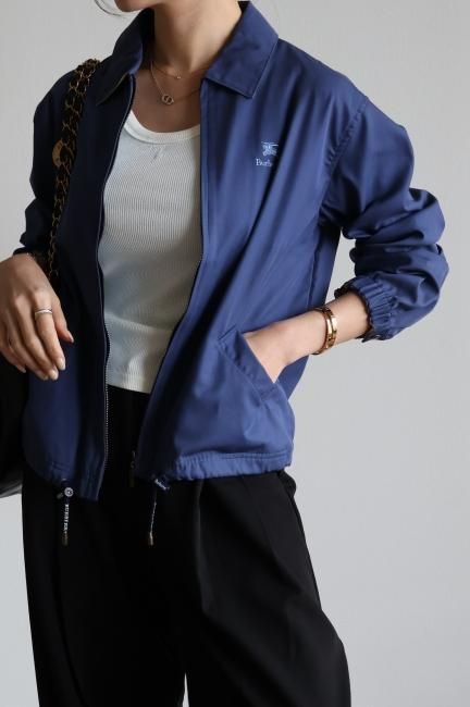 vintage】Burberrys / logo embroidery zip up blouson - Madder vintage】Burberrys / logo embroidery zip up blouson - Madder