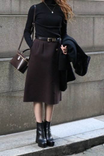 vintageYves Saint Laurent / glen check pattern wool skirt