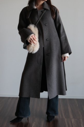 convertible soutien collar wool coat / brown