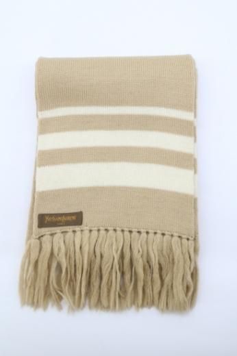 vintageYves Saint Laurent / stripe design fringe long muffler