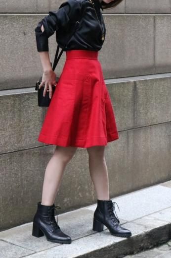 vintageYves Saint Laurent / out side pocket trapezoid flare skirt