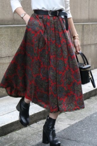 vintagepaisly pattern pleats skirt