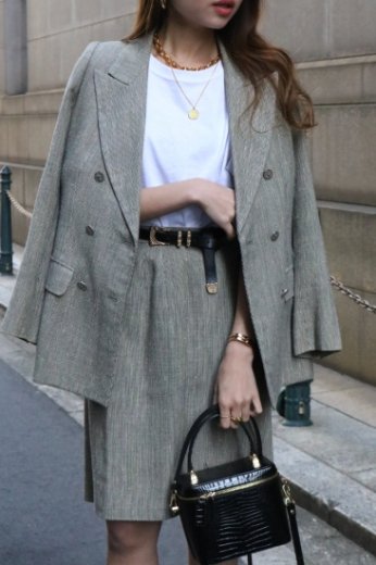 vintageYves Saint Laurent / peaked lapel collar double button jacket & tight skirt suit set up