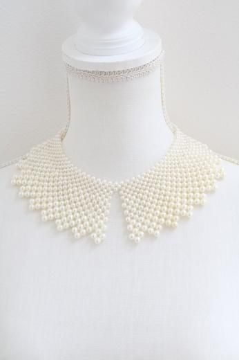 lace motif pearl decoration detachable collar