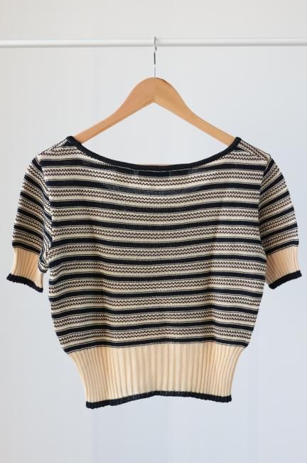 ★FENDI★ ビンテージ トップス vintage】FENDI / U neck compact summer knit tops - Madder