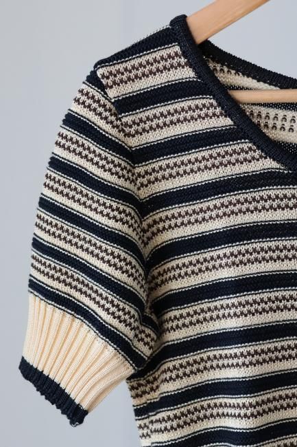 トップス 60s suede knit vintage】FENDI / U neck compact summer knit tops - Madder