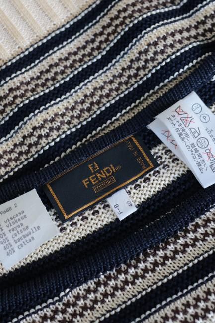 トップス 60s suede knit vintage】FENDI / U neck compact summer knit tops - Madder