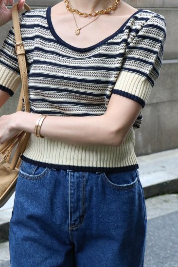 【vintage】FENDI / U neck compact summer knit tops - Madder vintage