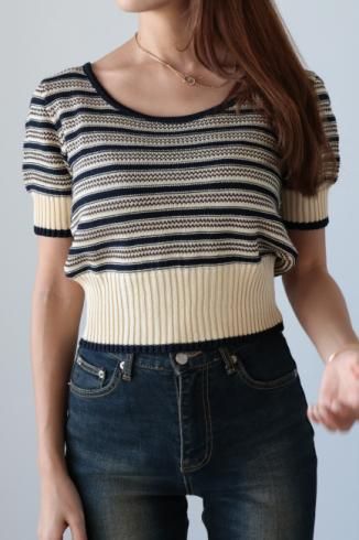vintageFENDI / U neck compact summer knit tops