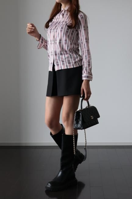 vintage】CELINE / rope chain patterned pure cotton blouse vintage】CELINE / rope chain patterned pure cotton blouse