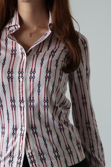 vintage】CELINE / rope chain patterned pure cotton blouse vintage】CELINE / rope chain patterned pure cotton blouse