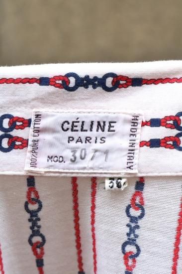 vintage】CELINE / rope chain patterned pure cotton blouse vintage】CELINE / rope chain patterned pure cotton blouse