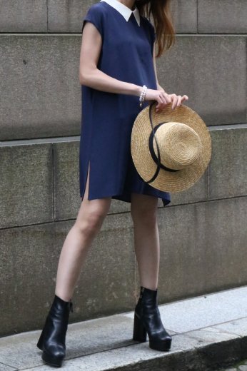 【vintage】PRADA / back button sleeveless bicolor silk dress 