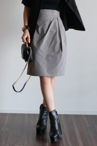 【vintage】KENZO / glitter waist band asymmetry tight skirt