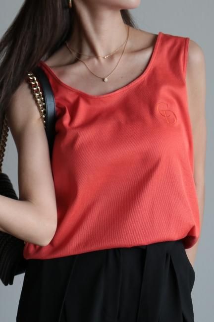 vintage】Christian Dior / CD logo embroidery rib tank top