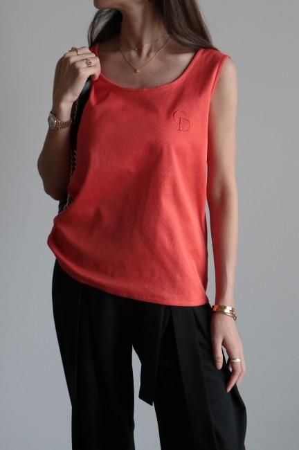 vintage】Christian Dior / CD logo embroidery rib tank top