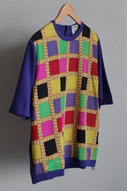 【希少✨】CELINEセリーヌ マカダム 金ボタン ブルゾン ワッペン L vintage】CELINE / Macadam button chain motif multi color