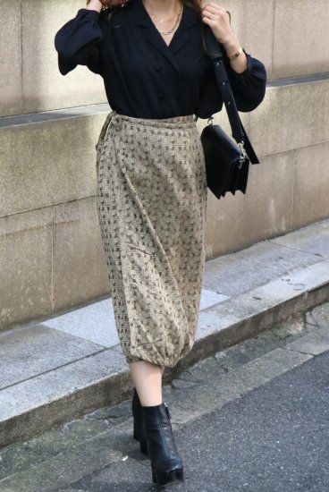【vintage】KENZO / waist ribbon floral & check patterned all over wrap skirt  - Madder vintage
