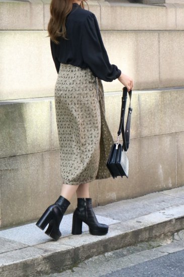 【vintage】KENZO / waist ribbon floral & check patterned all over wrap skirt  - Madder vintage