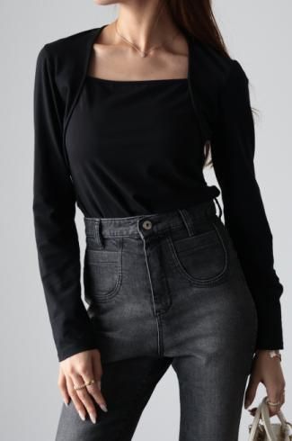 trapeze neck tops / black