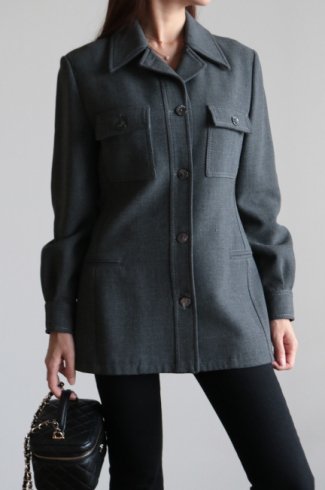 【vintage】FENDI / stitch design soutien collar jacket