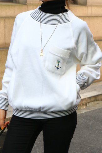 【vintage】Yves Saint Laurent / 90's anchor motif YSL logo embroidery crew neck sweatshirt