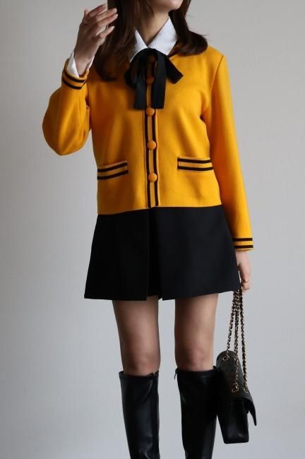 ジャケット・アウター Vintage Yves Saint Laurent knit jacket vintage】Yves Saint Laurent / 90's round neck black line