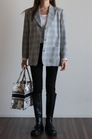 【vintage】Christian Dior / 90's check pattern 3B tailored jacket