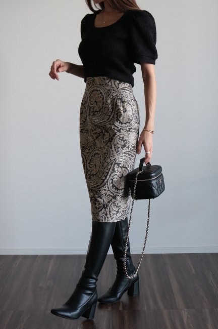 vintage】Christian Dior / paisley pattern motif straight skirt ...