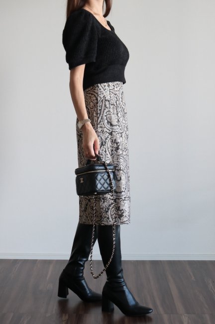 vintage】Christian Dior / paisley pattern motif straight skirt 