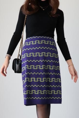 USEDVERSUS / geometric pattern knit skirt
