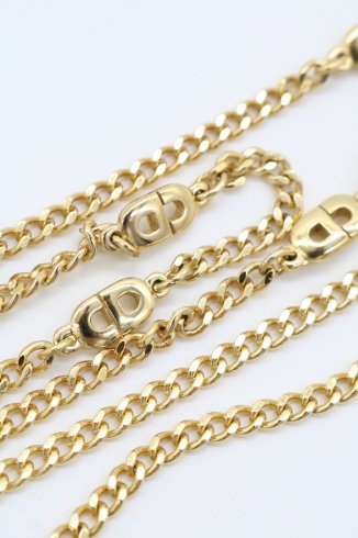 【vintage】Christian Dior / CD logo motif long chain necklace