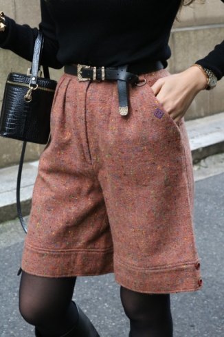 【vintage】Christian Dior / CD logo patch melange wool short pants