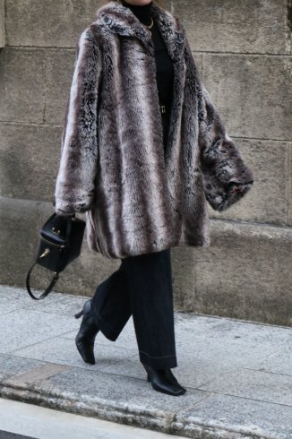 【vintage】fake fur over coat