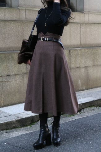 【vintage】Christian Dior / high waist inverted pleats skirt 