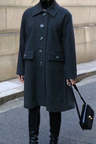 【vintage】Yves Saint Laurent / marble button flap pocket wool coat