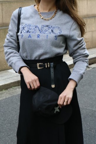 USEDKENZO / crew neck embroidery logo sweat