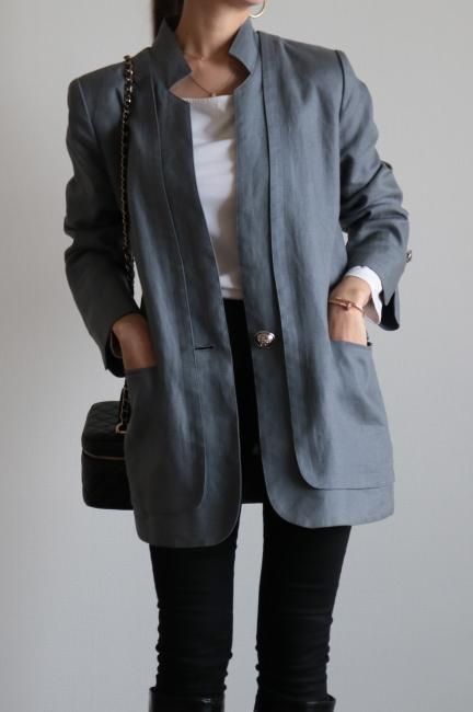 vintage】Christian Dior / stand collar CD motif logo button linen