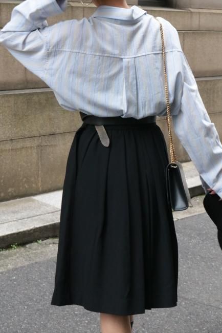vintage】Yves Saint Laurent / inverted pleats midi skirt