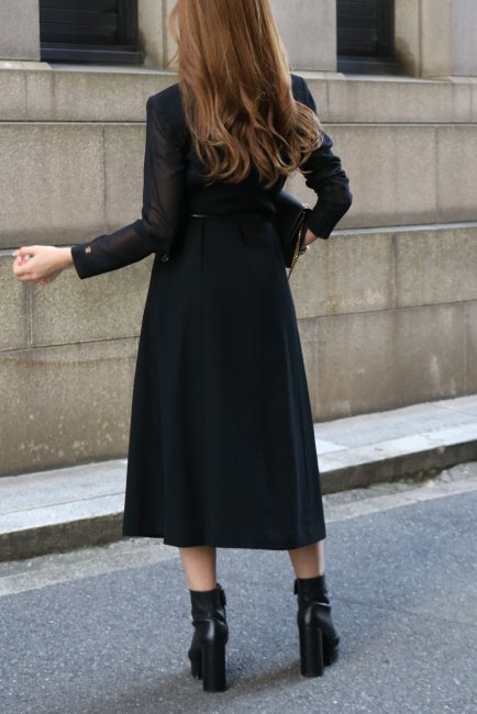 vintage】90's lace collar see-through sleeves buttondown long ...